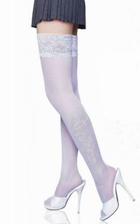 Lace Decorated Flower Printing Stockings